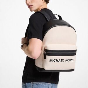 Michael Kors Cooper Canvas Backpack NWT two tone new with tag black